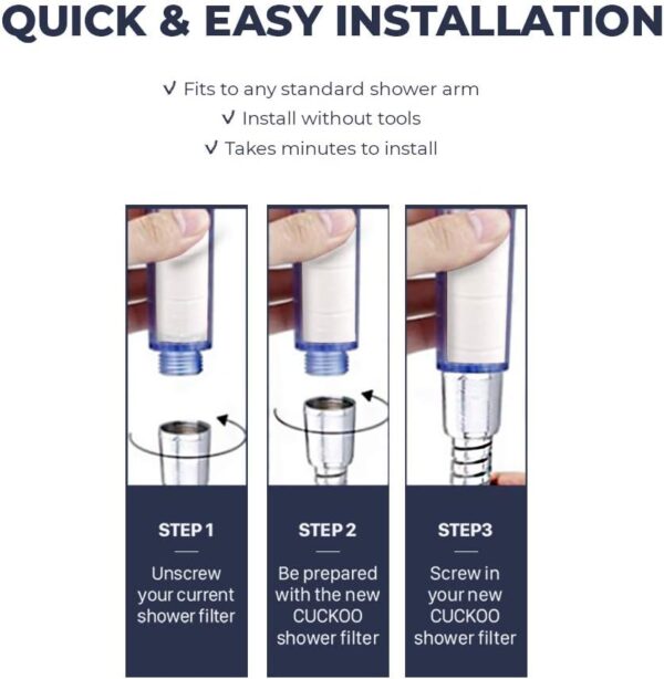CUCKOO High Pressure Handheld Shower Head with Sediment Filter, Remove up to 5 impurities, CWC-BB001C White - Image 2