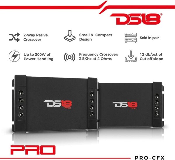 DS18 PRO-CFX 2-Way Car Audio Passive Crossover, Great for Tweeters & Mid-Range Speakers - Power Handling Up to 300 Watts (2 Pack) - Image 7