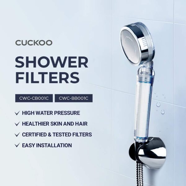 CUCKOO High Pressure Handheld Shower Head with Sediment Filter, Remove up to 5 impurities, CWC-BB001C White - Image 3