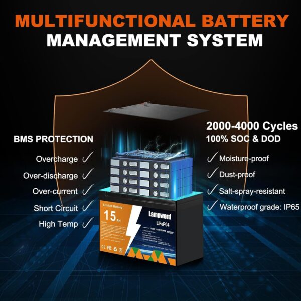 12v Lifepo4 Battery 12 Volt 15Ah Lithium Rv Battery - Image 6