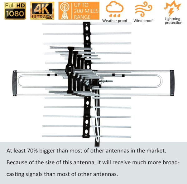 Five Star Outdoor HDTV Antenna up to 200 Mile Long Range - Image 5