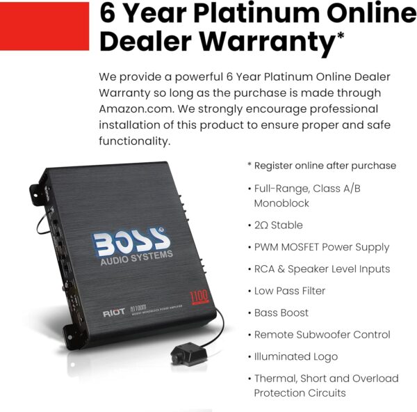 BOSS Audio Systems R1100M Monoblock Car Amplifier - Image 4